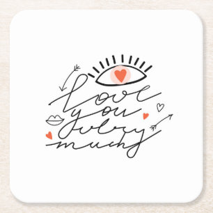 Posavasos Cuadrado De Papel Amor en los Ojos: Belleza Romántica Vintage.