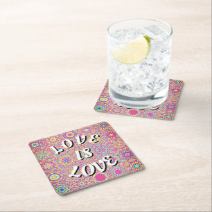 Posavasos Cuadrado De Papel Amor Es Amor Plaza del Orgullo Soporte de Papel