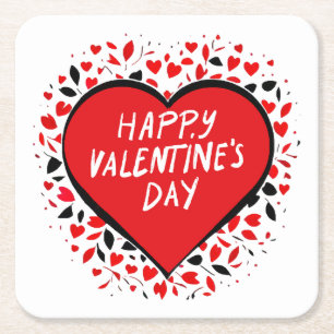 Posavasos Cuadrado De Papel Amor Infinito en el Día de San Valentín