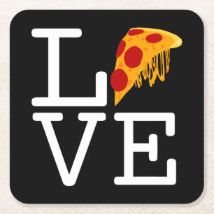 Posavasos Cuadrado De Papel Amor por la rebanada de pizza