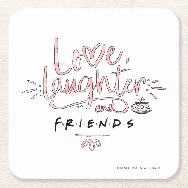 Posavasos Cuadrado De Papel Amor, risa y AMIGOS™ (Anverso)