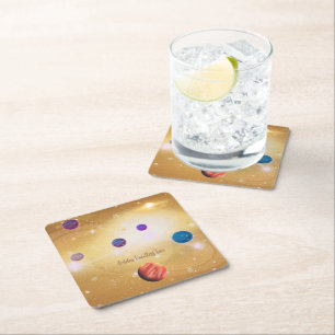 Posavasos Cuadrado De Papel Amor sin límites dorados