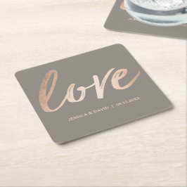 Posavasos Cuadrado De Papel Amor subió falso Relieve metalizado del oro de la