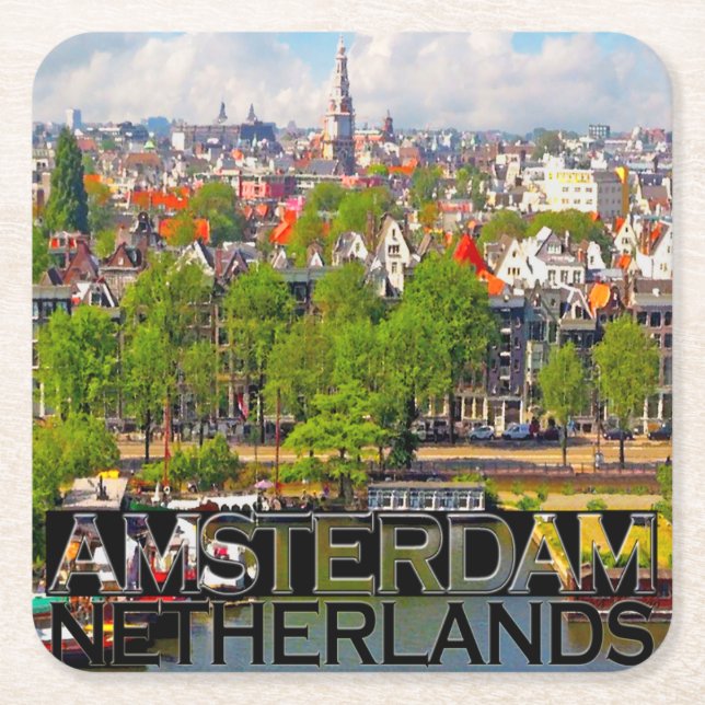 Posavasos Cuadrado De Papel Ámsterdam (Anverso)