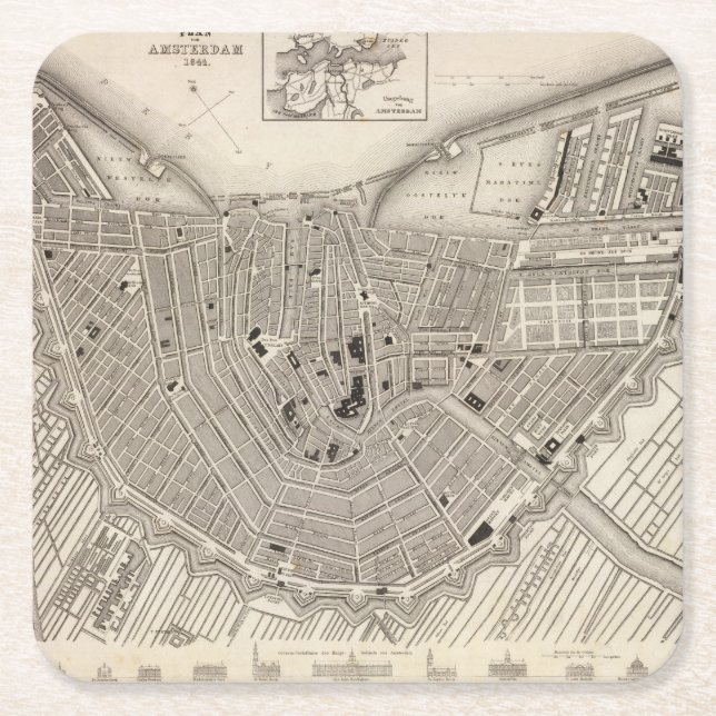 Posavasos Cuadrado De Papel Amsterdam (Anverso)