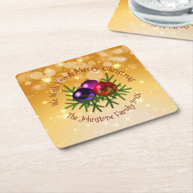 Posavasos Cuadrado De Papel Añadir Navidades de coincidencia de nombres en el  (En perspectiva)