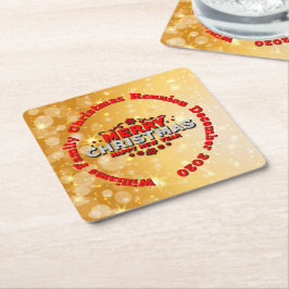 Posavasos Cuadrado De Papel Añadir nombre año coincidente Feliz Navidad