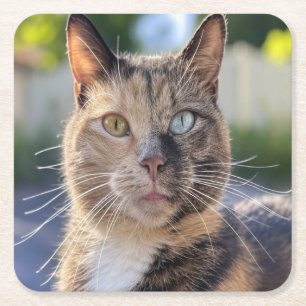 Posavasos Cuadrado De Papel Añadir Personalizar de fotos de gato