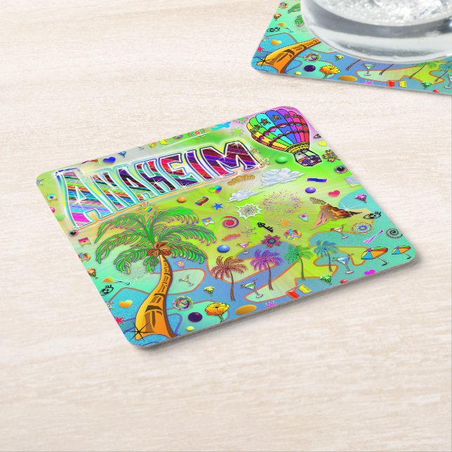Posavasos Cuadrado De Papel Anaheim Melody Coaster (En perspectiva)