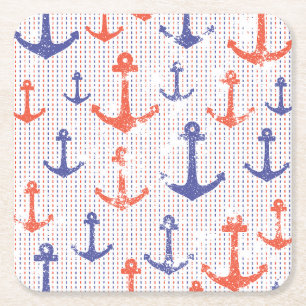 Posavasos Cuadrado De Papel Anclas Costeras Americanas