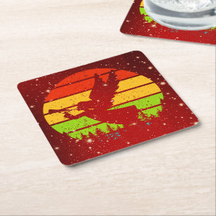 Posavasos Cuadrado De Papel Ángel de sol retro vintage con cuerno