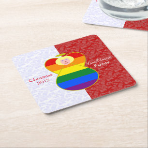 Posavasos Cuadrado De Papel Ángel Orgullo Gay Cabello Rubio Rojo y Blanco Pers