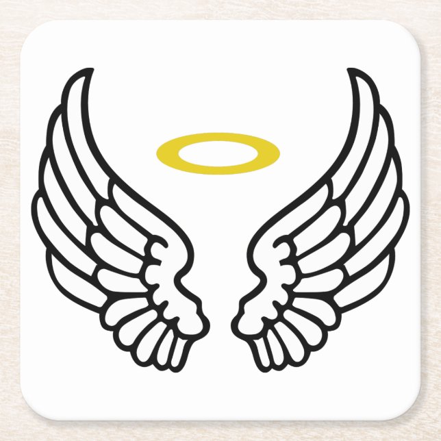 Posavasos Cuadrado De Papel Ángel Wings y Halo (Anverso)
