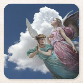 Posavasos Cuadrado De Papel Ángeles Guardianes Celestiales