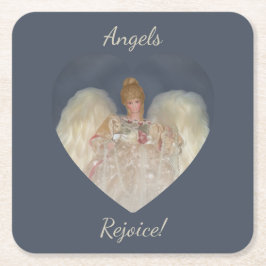 Posavasos Cuadrado De Papel Angels Rejoice Traditional Blue Holiday