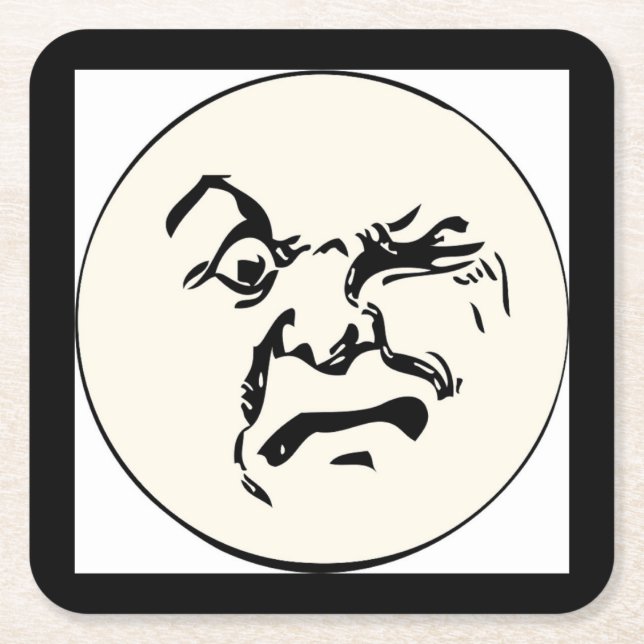 POSAVASOS CUADRADO DE PAPEL ANGRY MOON (Anverso)