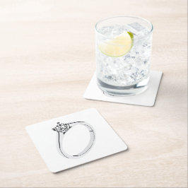 Posavasos Cuadrado De Papel Anillo de compromiso de diamante