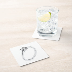 Posavasos Cuadrado De Papel Anillo de compromiso de diamante