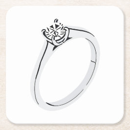 Posavasos Cuadrado De Papel Anillo de compromiso de diamante