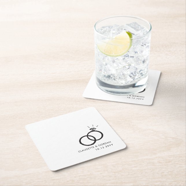 Posavasos Cuadrado De Papel Anillos de compromiso | Guión de Parte Contratante (In situ)