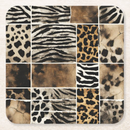 Posavasos Cuadrado De Papel Animal Print - Paper Coasters 