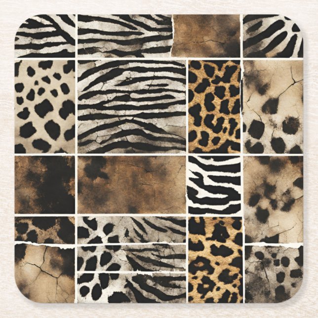 Posavasos Cuadrado De Papel Animal Print - Paper Coasters  (Anverso)