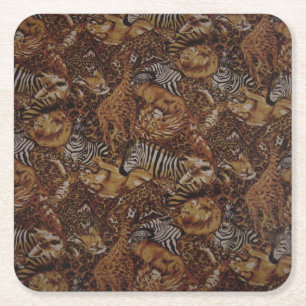 POSAVASOS CUADRADO DE PAPEL ANIMAL SAFARI JUNGLE