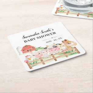 Posavasos Cuadrado De Papel Animales de cría Baby Shower