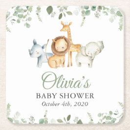 Posavasos Cuadrado De Papel Animales safari, jungla, animales salvajes, Baby S