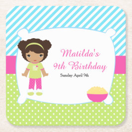 Posavasos Cuadrado De Papel Aniversario de la Fiesta de un sueño afroamericano