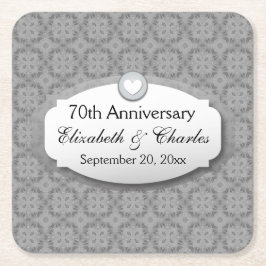 Posavasos Cuadrado De Papel Aniversario del Boda Platinum Z03