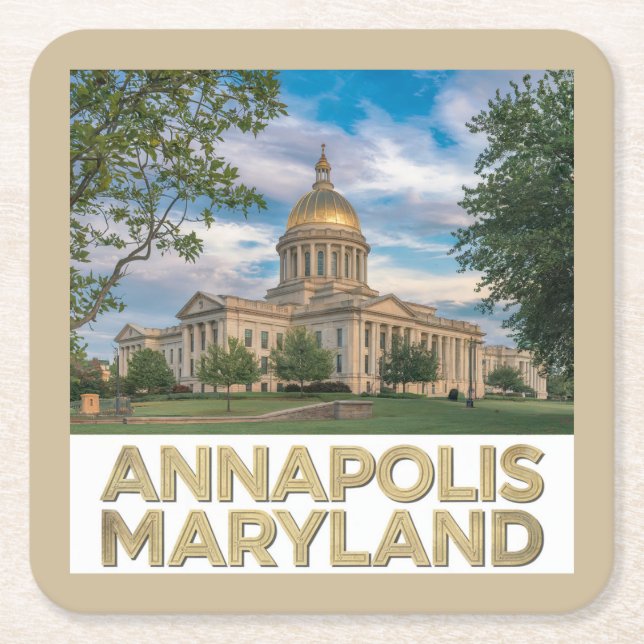 Posavasos Cuadrado De Papel Annapolis Maryland Coaster Set (Anverso)