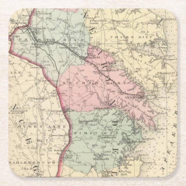 Posavasos Cuadrado De Papel Anne Arundel (Anverso)