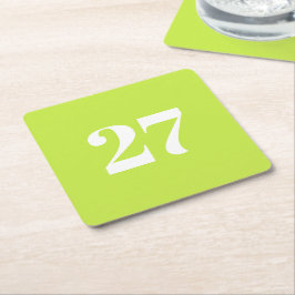 Posavasos Cuadrado De Papel Año de cumpleaños del personalizado verde limón mo