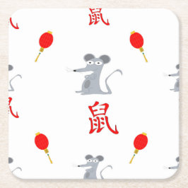 Posavasos Cuadrado De Papel Año de la Rata 2020
