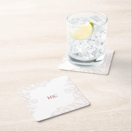 Posavasos Cuadrado De Papel Anthurium Initials Coaster
