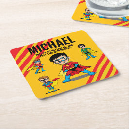 POSAVASOS CUADRADO DE PAPEL ANTI-STRESS KIDS HERO SUPERHERO POWER TEAM