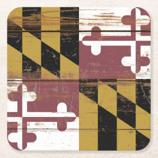Posavasos Cuadrado De Papel Antigua Bandera de Maryland de Madera