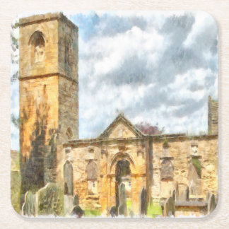Posavasos Cuadrado De Papel Antigua Iglesia de la Arquitectura Gótica de la Sa