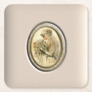 Posavasos Cuadrado De Papel Antigua novia