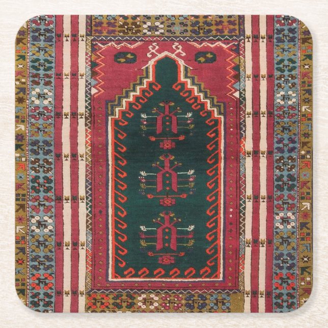 Posavasos Cuadrado De Papel Antigua oriental Kilim Rug (Anverso)