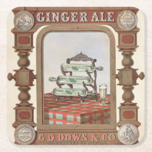 Posavasos Cuadrado De Papel Anuncio Vintage Para Belfast Ginger Ale. 2