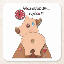 Posavasos Cuadrado De Papel Apéro ! (écrits en noir)