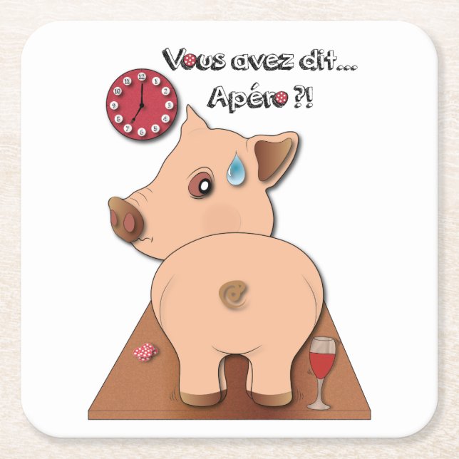 Posavasos Cuadrado De Papel Apéro ! (écrits en noir) (Anverso)