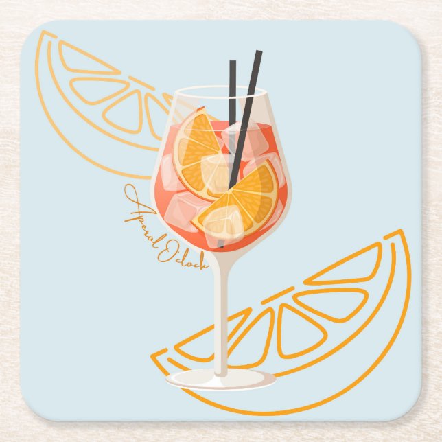 Posavasos Cuadrado De Papel Aperol en punto (Anverso)