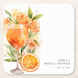 Posavasos Cuadrado De Papel Aperol Spritz Despedida de Soltera