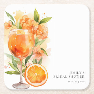 Posavasos Cuadrado De Papel Aperol Spritz Despedida de Soltera