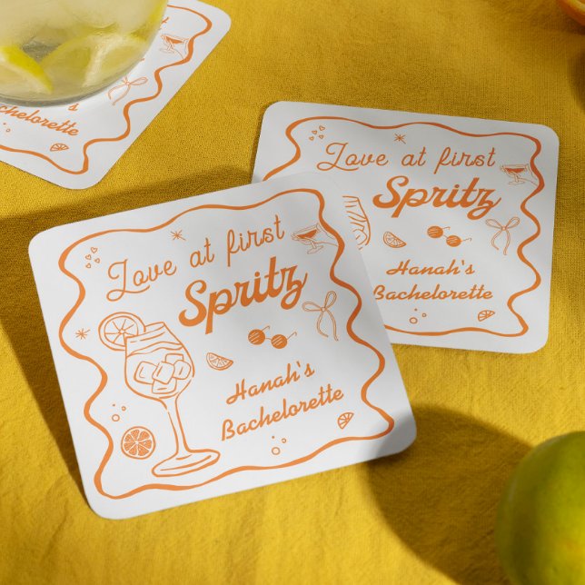 Posavasos Cuadrado De Papel Aperol spritz despedida de soltera (Subido por el creador)