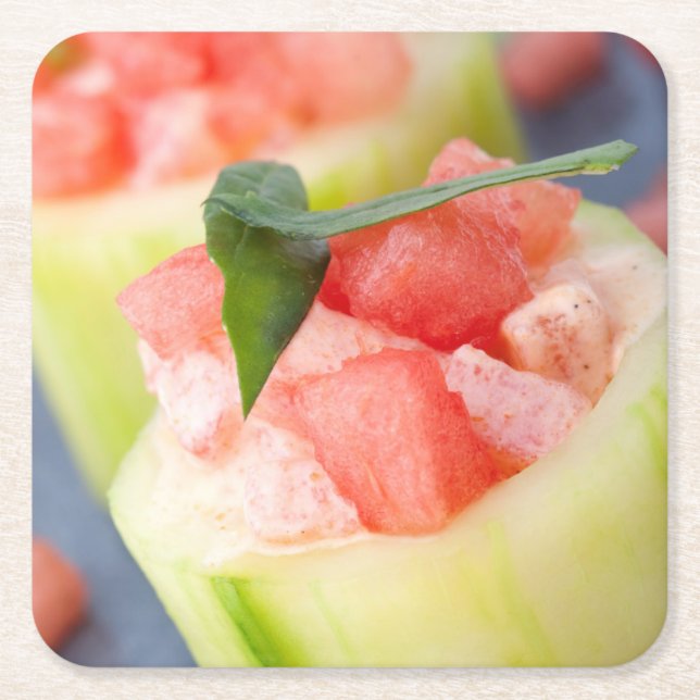 Posavasos Cuadrado De Papel Apetizador (Anverso)