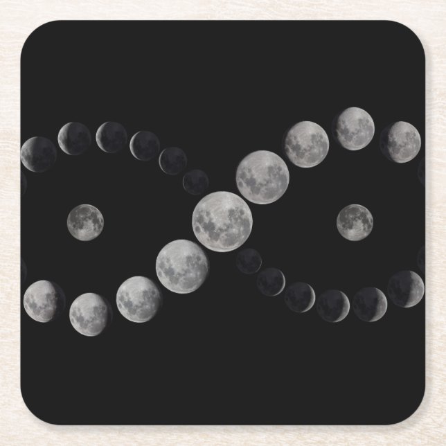 Posavasos Cuadrado De Papel Aplastos de infinito de fase lunar (Anverso)